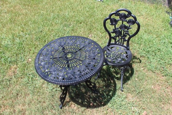 garden table with chair black iron 