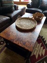 52" x 28" copper top coffee table Arhause, Rochester, NY