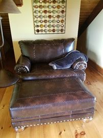 Leather chair and half and ottoman