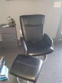 Leather office chair and ottoman