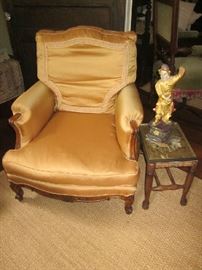 French Bergere silk arm chair