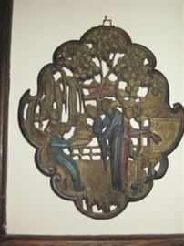 Oriental hand carved plaque