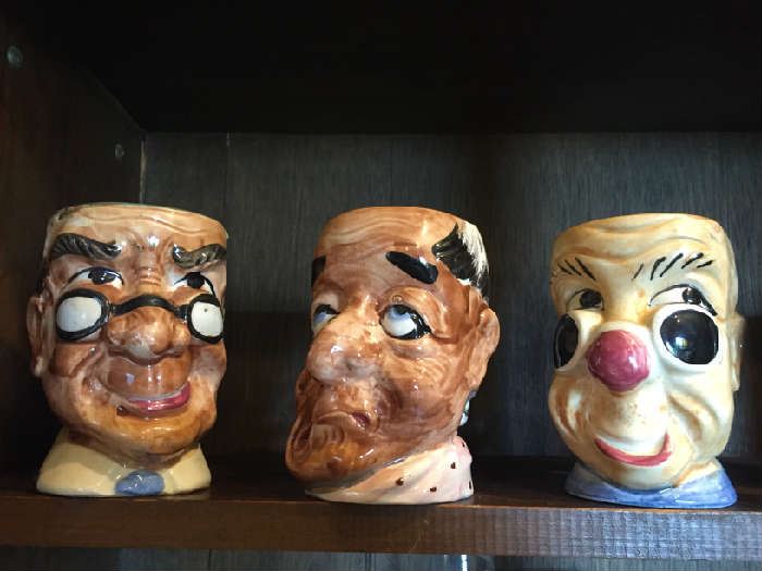 Head mugs made in Occupied Japan.