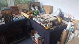 Chemistry stuff, science stuff, posters, roller skates, ice skates, Nixon, Presidential stuff, toys, record player, floor plans