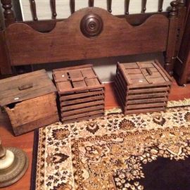 3 Vintage egg crates and very nice rug