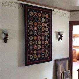 Penny Rug Wall Hanging & 2 side lights (for candles)