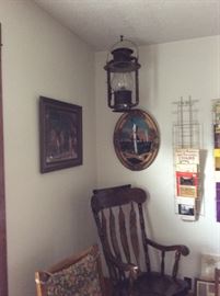 Large Lantern, Reverse painted picture & Rocker