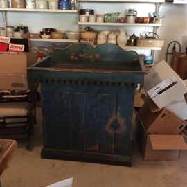 Awesome original green painted dry sink.