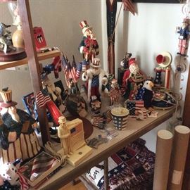 Patriotic Santas including Cookie Jar