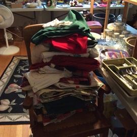 This chair is covered with tablecloths (which will be upstairs)