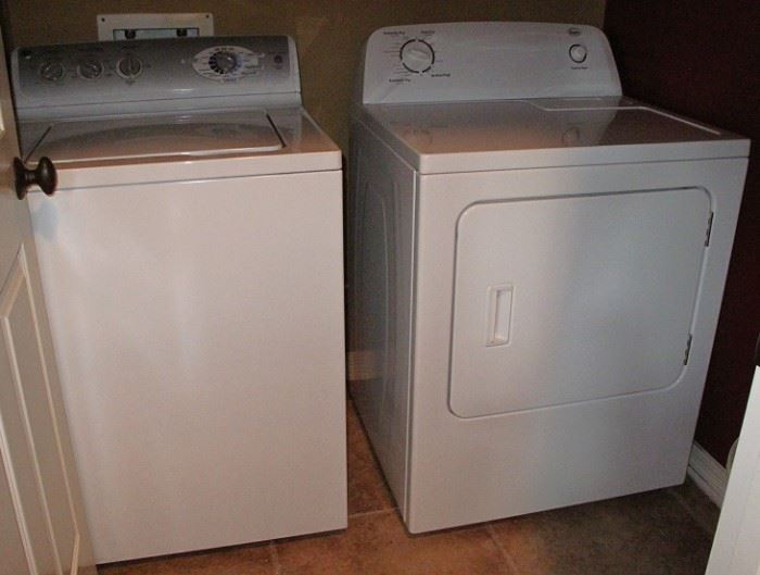 GE White King Size Capacity Top Loader Washer.  Roper Large Capacity White Electric Dryer