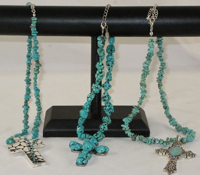 A selection of Turquoise Necklaces with Cross Pendants