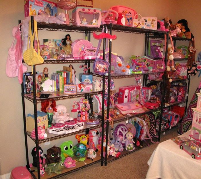 3 Shelves of Toys, Dolls, Etc.