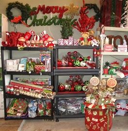 Shelves of Christmas Decorations 