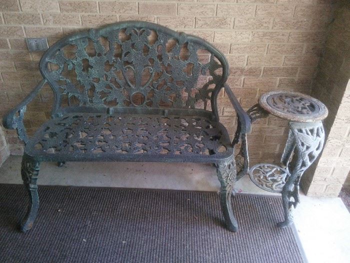 CAST IRON BENCH AND OUTDOOR TABLE Copy