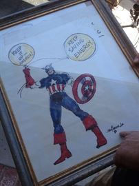 Signed listed art captain America