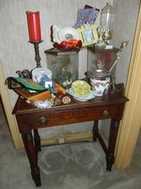 End Table, various collectibles