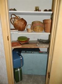 Vintage baskets, suitcases