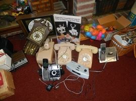 Vintage phones, old clock - we are still working in the garage.