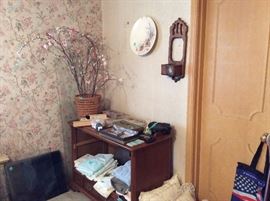 Towels, another tv cabinet, miscellaneous