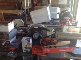 Tools galore power, saws drills and hand Tools yard Tools etc . Many new or close to it