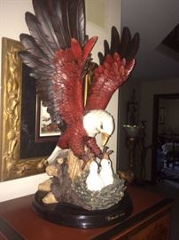 24" DECAPOLI LIMITED EDITION BALD EAGLE FEEDING CHICKS STATUE
