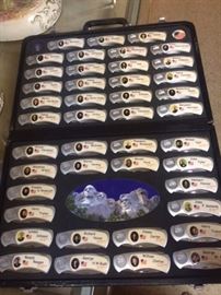 SET OF PRESIDENTAL POCKET KNIVES IN FITTED CASE