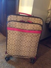 NEW WITH TAGS KHAKI & RASPBERRY COACH 24" ROLLING SUITCASE