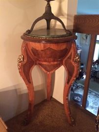 BRASS & INLAY WOOD TABLE--BEAUTIFUL