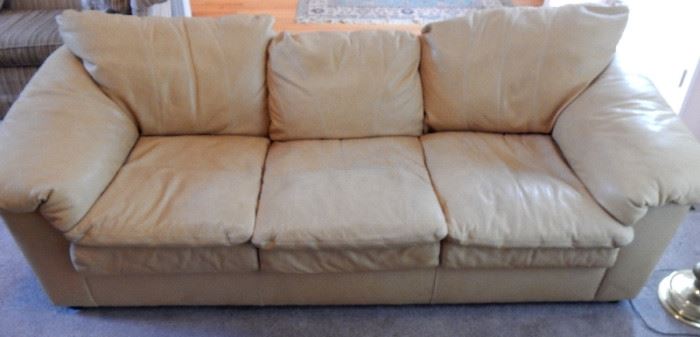 LEATHER COUCH, CHAIR & OTTOMAN SOLD AS A SET