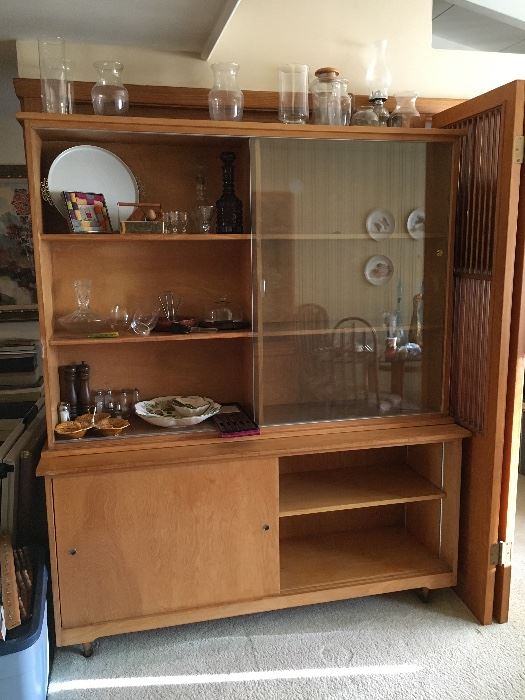 Hand-made mid-century display cabinet. 