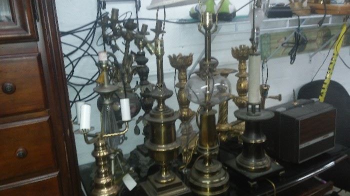 Antique gilded brass lamps