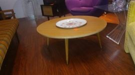 1950s blonde round coffee table