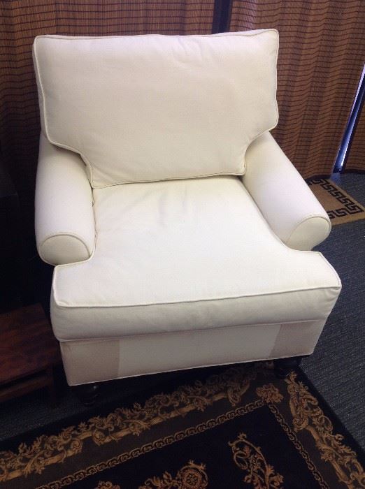 Cream Duck Cloth Upholstered Arm Chair