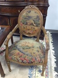 Antique Reproduction Needlepoint Upholstered Arm Chair - 2 of 2