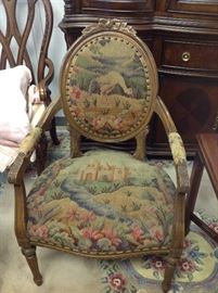 Antique Reproduction Needlepoint Upholstered Arm Chair - 1 of 2