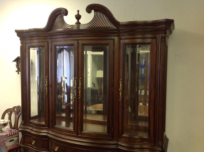 Fairmont Designs Ornate Lighted China Cabinet w/ Glass Shelves & Mirror Back - Detail