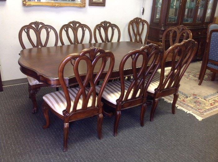Fairmont Designs Ornate Dining Table w/ One Leaf, Two Dining Captains Chairs and Six Dining Side Chairs