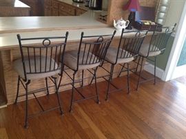 Black Metal Ultrasuede Seat Swivel Counter Stools -  4 Available