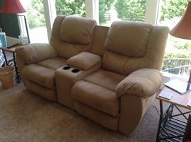 Ultrasuede Dual Recliners w/ Cup Holders & Storage