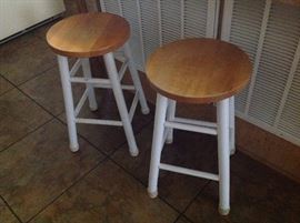 Pine Top White Legs Counter Stools - 4 Available
