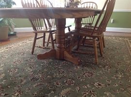 Oval Oak Dining Table w/ Two Leaves - Detail