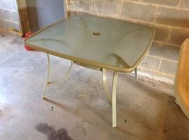 Metal Base Plexiglass Top Patio Dining Table (No Chairs)