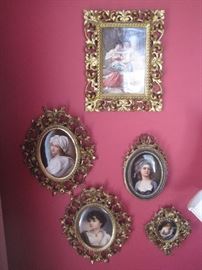 Framed porcelain plaques.