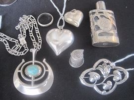 Sterling items including a David Anderson Pendant. 