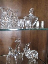 Steuben & Waterford crystal.
