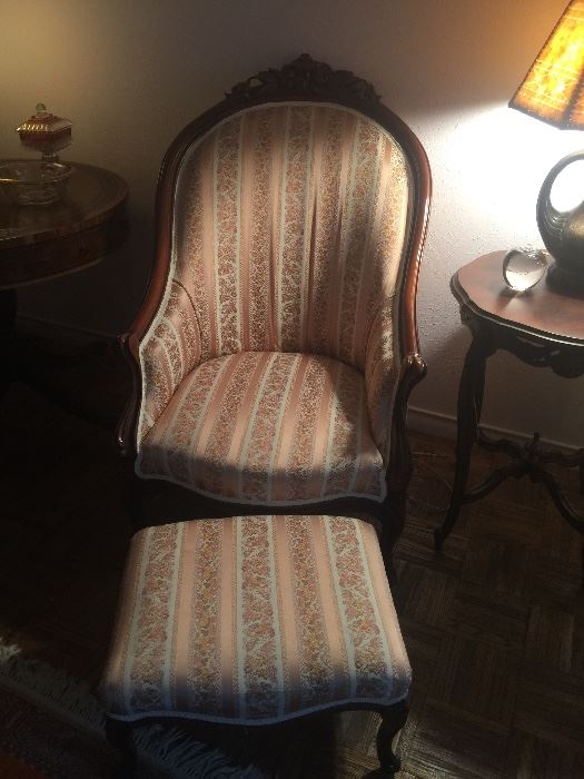 Antique chair with ottoman