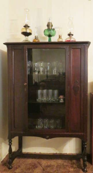 Antique China Curio Hutch with Glass Lock Door