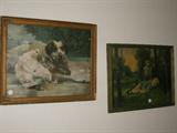 many sweet framed prints of children with dogs