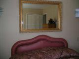 queen size upholstered headboard & frame (no mattress & boxspring)